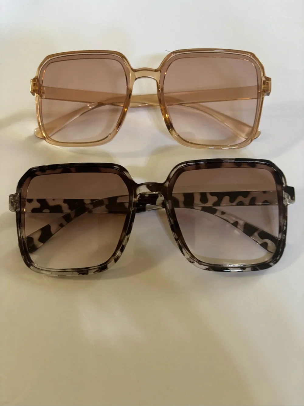 Women’s Oversized Square Sunglasses - Pink and Tortoiseshell Options